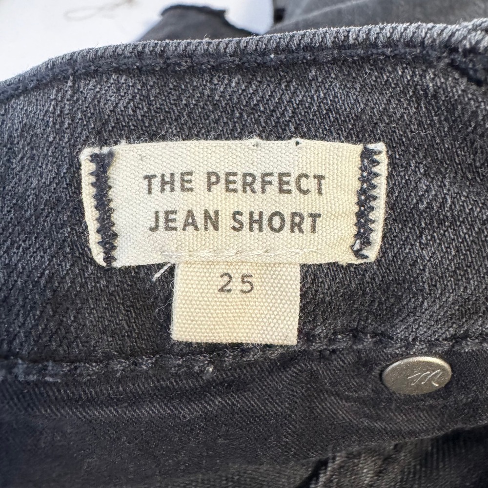 Madewell Perfect Jean Short Women 25 Black High Rise Distressed Raw Hem Denim - Picture 5 of 7